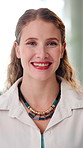 Face, creative woman and smile in office for public relations, career development and networking. Happy, person and pride in workplace for brand communication, social media management and about us.