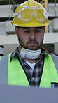 Paper, reading or man on construction site for inspection, review building plan or safety compliance. Project progress, outdoor or worker with industrial blueprint, infrastructure evaluation or check
