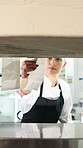 Chef, hands and reading in restaurant kitchen with receipt, customer order and meal preparation. Woman, check invoice and food slip in diner for hospitality service, cooking and catering request.