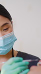 Dentist, scalpel and woman with mouth mirror, checkup or patient examination in oral care. Inspection, client or orthodontist with tools, tooth health or dental consultation in clinic appointment.