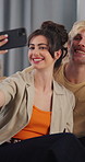 Happy couple, relax and new home with selfie for social media, photography or picture together. Man, woman or homeowners moving in with smile for capture moment, memory or post in property or house