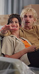 Happy couple, relax and new home with boxes on sofa for renovation planning or moving in together. Man, woman or discussion with interior decor ideas on furniture for fresh start or change in house