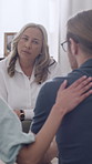 Therapy, comfort and couple in office for counseling, consulting and advice for relationship. Psychology, marriage and therapist with people for empathy, understanding and support for love and trust