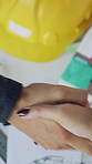 Architecture, blueprint or shaking hands in office for deal, urban planning or remodeling proposal success. Teamwork, partnership or people with handshake for property development, agreement or above