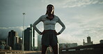 Fitness, tired or black woman in city with rest, workout fatigue or break in intense practice. Exercise, exhausted or athlete in town with cool down, training pause and recovery for performance goals