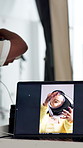 Laptop, fashion and photoshoot in studio with editing, behind the scenes, style or cameraman for magazine. People, production and computer screen with handbag, edgy clothes or shooting for media
