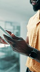 Call center, tablet and hands in agency with headset, contact us or advice in crm service. Tech, man and consultant in office with microphone, online assistance or feedback in client support.