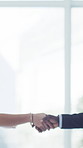 Handshake, meeting and business people with clients for agreement, partnership or finance deal. Corporate, b2b and workers shaking hands for investment opportunity, financial contract and thank you