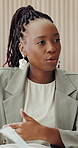 Talking, meeting and advice with business woman in office for investor feedback, trading and report. Stakeholder advisor, account discussion and planning with people in finance agency for research