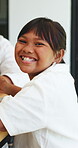Lunch, smile and face with child and family outdoor for bonding, eating and connection. Holiday celebration, healthy food and love with people in backyard of home for care, happy and dining table