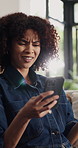 Confused, woman and credit card in house with phone, decline payment or online shopping problem. Frustrated, person and fintech issue on sofa with digital banking error, ecommerce challenge or flare.