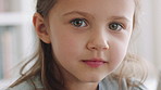 Education, face and knowledge with girl in classroom for child development, learning or study. Academics, class and future with student kid in elementary school for curriculum, growth or syllabus