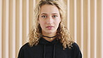 Face, woman and confidence in office for journalism career, news reporting and job development. Publishing agency, journalist and growth for creative opportunity, ambition and about us in newsroom