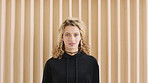Face, woman and confidence in office for journalist career, news reporting and job development. Publishing agency, portrait and growth for creative opportunity, ambition and about us in newsroom