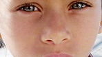 Girl, child and outdoor with face, eyes and closeup for optometry, visual wellness and perception. Kid, eyesight and vision with portrait for ophthalmology, optical healthcare and sight in Mexico