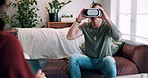 Vr, man and therapy with psychologist for help, healing ptsd or support with veteran in office. Virtual reality, tablet or person in counseling session, trauma rehabilitation or recovery with soldier