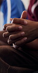Hands, stress and worry with person in locker room for competition, sports or tournament anxiety. Game, nervous and thinking with soccer player in match venue for competitive pressure or tension