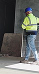 Solar panel, architecture and man with building project, eco friendly Electricity and renewable energy. Photovoltaic engineer, person and professional with green power, technician and sustainability
