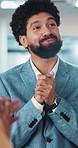 Office, applause and business man with success for promotion, reward and praise for achievement. Clapping, team and employee with gratitude for career recognition, thank you or celebration with flare
