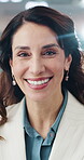 Realtor, face or mature woman in agency with smile, career or ambition as property seller. Portrait, flare or real estate agent in workplace with laugh, confidence or experience in housing industry.