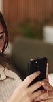 Happy woman, phone and picture with camera in home for social media post, network or sharing. Female person, user or smile with mobile smartphone for photography, capture or scanning app in house