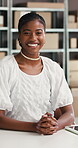 Logistics, face or black woman in warehouse with tablet, pride and ambition in supply chain industry. Distribution, portrait and stock director with tech, career or experience in shipping management.