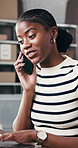 Phone call, woman and happy for logistics with laptop, talk or communication for stock distribution. Small business, entrepreneur and person with mobile for supply chain, smile and shipping with tech