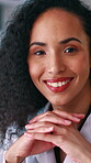 Face, science and woman in laboratory for development of cure, pharmaceuticals or vaccine. Medical, research and smile with happy scientist at work in healthcare facility for clinical trial or study