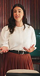 Speaker, support and meeting with business woman in office for presentation, hr advice and counseling tips. Mental health workshop, psychology balance and seminar with employee in agency for guide
