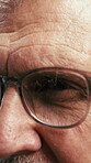 Glasses, trading and graph with business man in office for stock market tracking, portfolio growth and research. reflection, investment chart and broker data with mature employee for account manager
