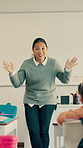 Woman, teacher and lesson with children in classroom with smile, information or explain at school. Person, talk and kids with scholarship, education or learning with course for development at academy