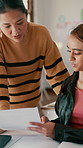 Teacher, education and help with student in classroom for learning, question and scholarship advice. Course, knowledge and academy with girl in high school for teenager, problem solving and answer