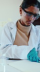 University, chemistry and woman with test tubes for notes, experiment and research project. Students, microbiology and education with notebook, classroom and laboratory for scholarship and pathology