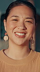 Thinking, smile and face of woman outdoor for reflection, perspective and holiday. Mindfulness, vacation and memory with portrait of female person in nature for weekend break, remember and vision
