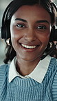 Face, corporate and woman with headset at call centre for customer service, online query and advice. Portrait, agent and smile with mic, client support and crm representative for technical assistance
