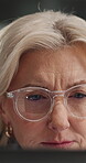 Review, thinking or woman in office with laptop, glasses or budget insight for funding pitch. Reflection, specs or mature finance manager with tech, forecast plan or proposal research for investment.