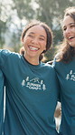 Summer camp, volunteer and face of people in nature with confidence, support and collaboration. Forest, happy and portrait of counselor team hug for outdoor program, youth facility and adventure