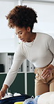 First aid, tools and woman with presentation, training and seminar for skills development. Person, medical supplies and presenter with advice, healthcare and course for emergency, expert and teaching
