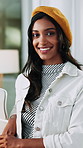 Happy woman, face or fashion designer with confidence for career pride or job opportunity in office. Portrait, female person or creative employee with smile for company design or work profession
