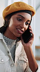 Interview, woman and phone call in office for journalist, article planning and chat with source. Communication, female person and creative agency with tech for schedule, story feedback and contact