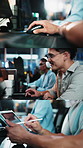 Series, thinking and business people with tech for online planning, schedule and digital agency. Computer, tablet and man in office for web design, project management or ideas in software development