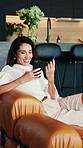 Debit card, excited or woman in home with phone, online promo or payment success in eft transaction. Happy, easy purchase or mature person with tech, discount deal or credit in cashless service.