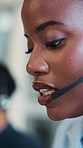 Headset, woman and customer service consultant in office with online consultation, conversation or crm. Talking, mic and female technical support agent with helpdesk for call center or contact us.