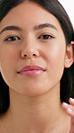 Acne patch, beauty and face of woman in studio for skincare, self care and dermatology glow. Aesthetic, shine and breakout treatment with person on white background for grooming, hygiene and clean