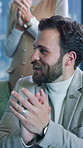 Business people, crowd and applause for announcement at conference, event and seminar. Employees, team and clapping hands for motivation, support and achievement with cheering and audience in office