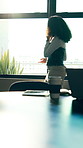 Phone call, discussion and business woman in office for planning, client negotiation and account broker. Communication, networking and consultant with person and tech for contact, talking or advice