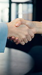 Partnership, shaking hands and meeting with business people in office for contract, b2b and teamwork. Welcome, introduction and handshake with employees in agency for agreement, deal and thank you