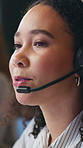Call center, headset or person in agency with tech, contact us or investment advice in crm service. Assistance, virtual or finance consultant with mic, online banking or feedback in loan support.