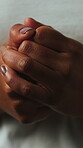 Scared, anxiety and hands of person with stress, panic and overwhelmed reaction for phobia exposure. Fear, worry and woman with emotional trauma for distress response, nervous and crisis for terror