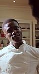 Black man, chef and pride in kitchen for mentor, advice or collaboration for restaurant training. People, teacher and team confidence with learning, culinary arts and cuisine with cooking and frying